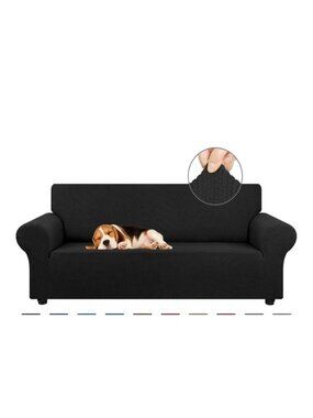 Stretch Sofa Cover Slipcover Jacquard Black Couch Protector Large 79"-94"